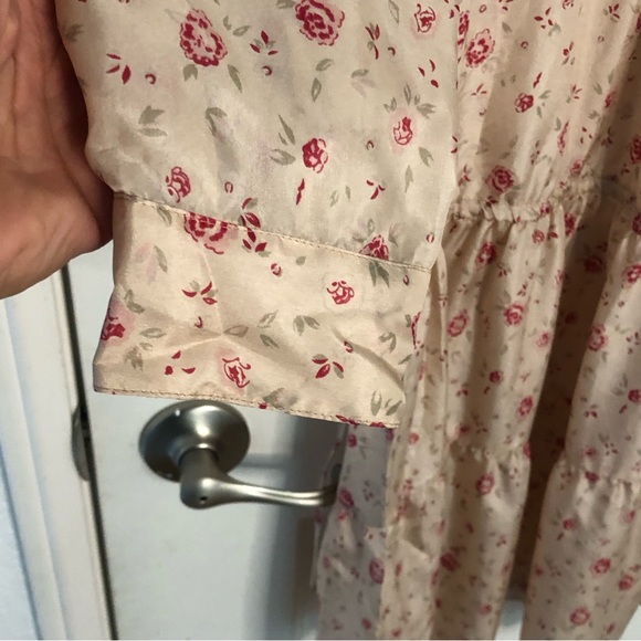 Rebecca Taylor Ditsy Prairie Floral 100% Silk Midi Dress Sz 6 Summer peasant - Picture 7 of 14